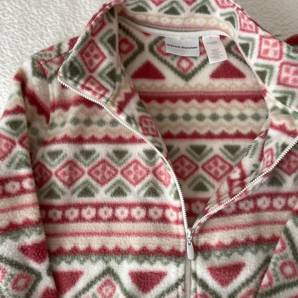 Alfred Dunner full zip fleece jacket womens M‎ geometric multicolor pastel soft - Picture 2 of 15
